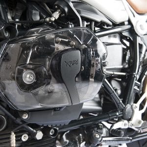 Set coperchi valvole trasparenti XRay per motori Boxer BMW - visione laterale cover sinistra